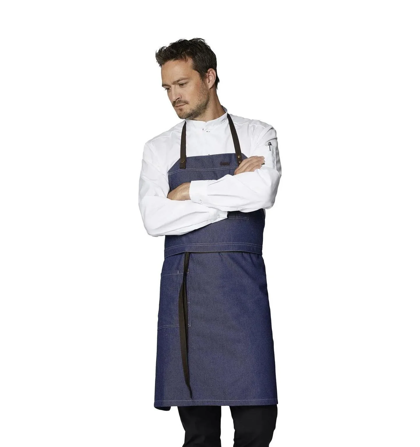 Kentaur 30360 Blue Raw Bib Apron - Image 3