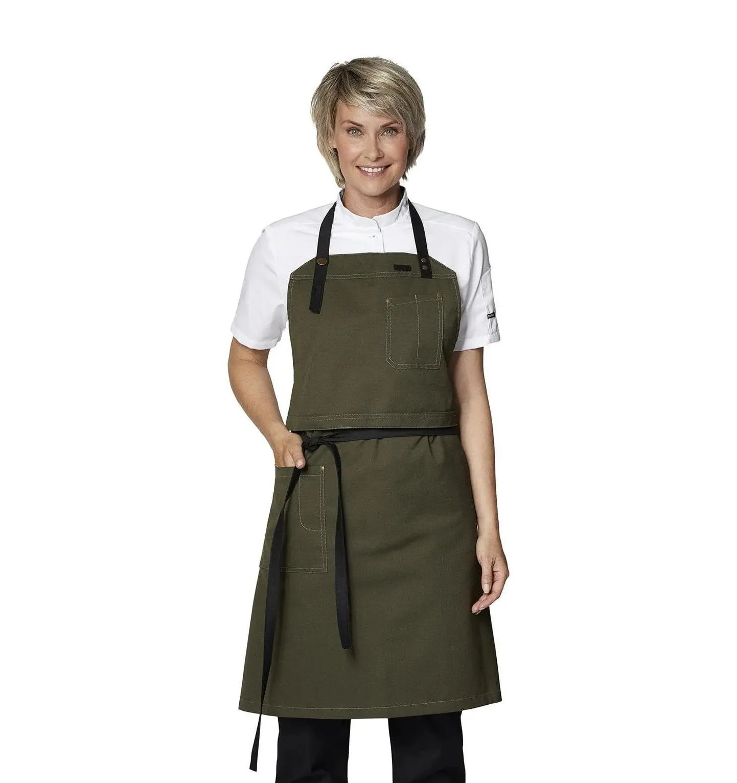 Kentaur 30360 Cypres Olive Raw Bib Apron