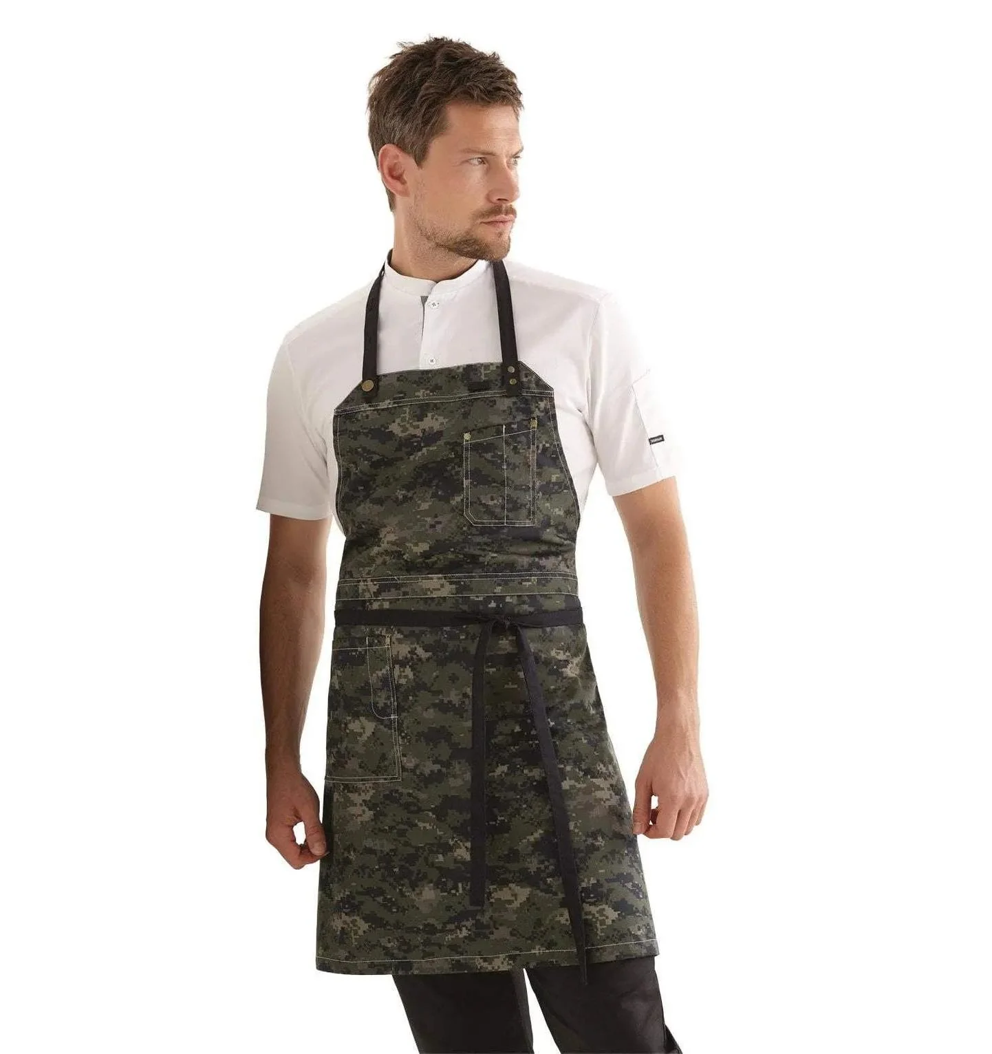 Kentaur 30360 Cypres Olive Raw Bib Apron - Image 5