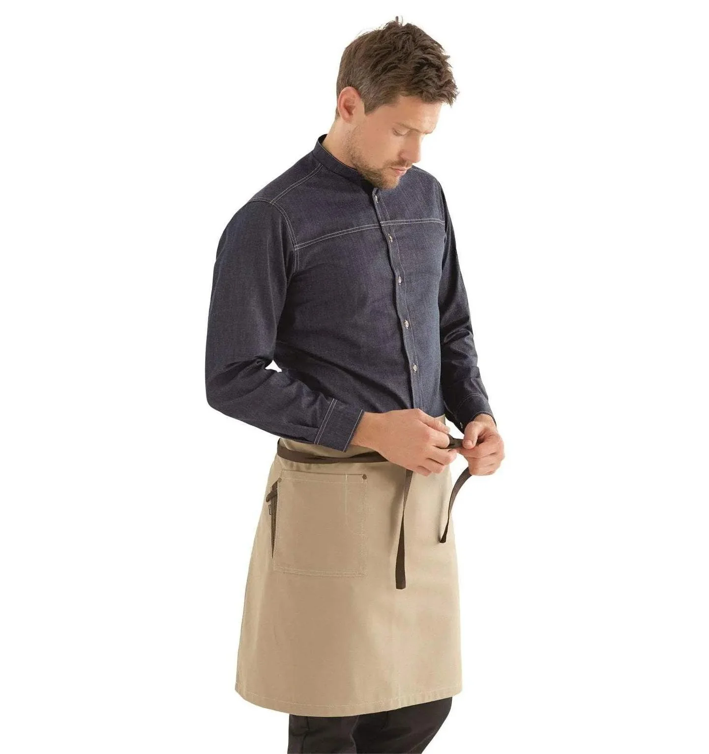 Kentaur 30360 Sailor Blue Raw Bib Apron - Image 5